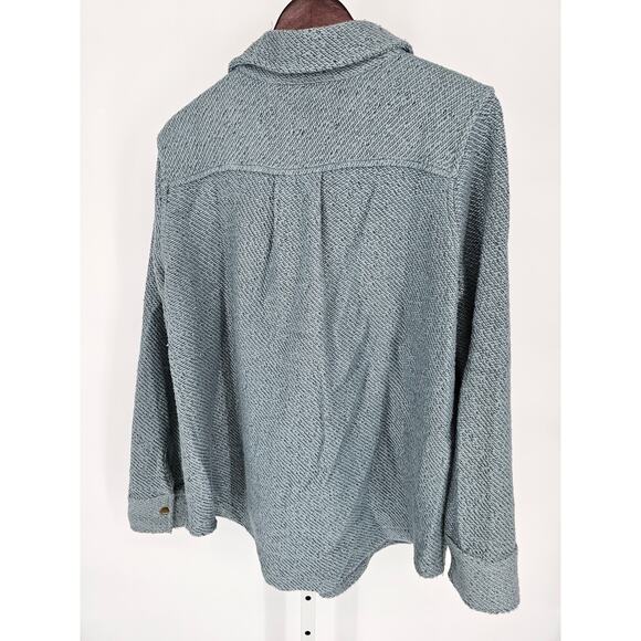 Soft Surroundings Womens Sz 1X Snap Front Boyfriend Shacket Light Blue Cotton - Picture 5 of 5